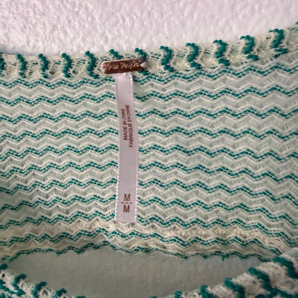 Free People Crochet Lace Open Keyhole Back Ruffle Peplum Green Women's Medium M - Picture 3 of 7